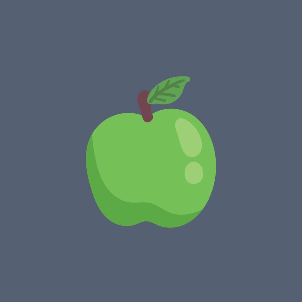 Green apple fruit in flat design. vector