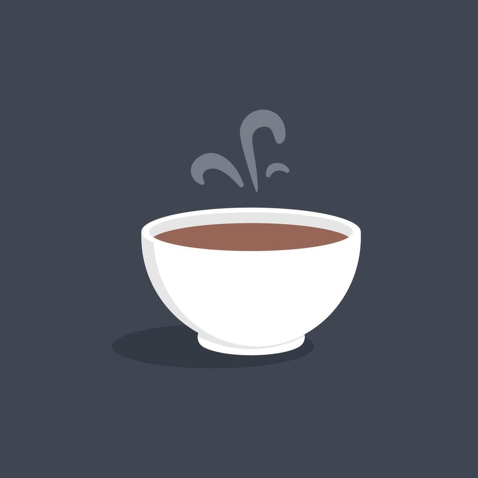 coffee in the white ceramic bowl in flat design. vector