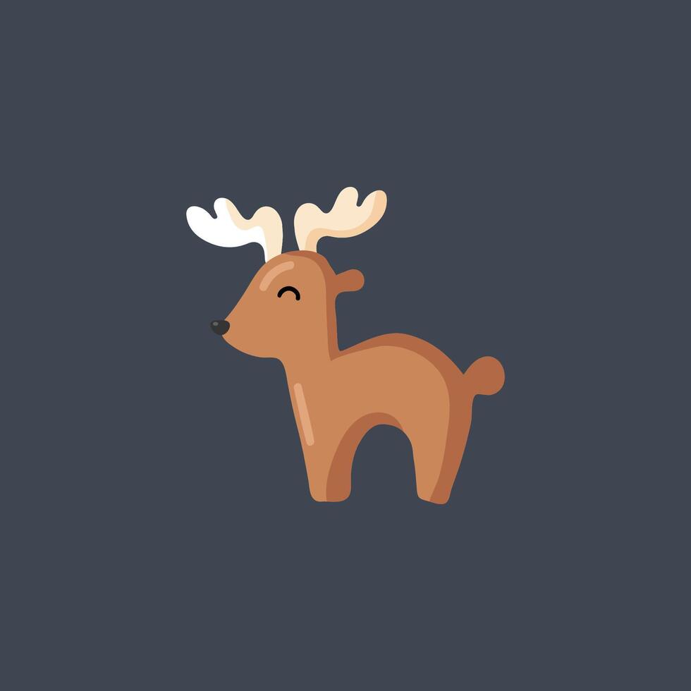 Horned deer in flat design. vector