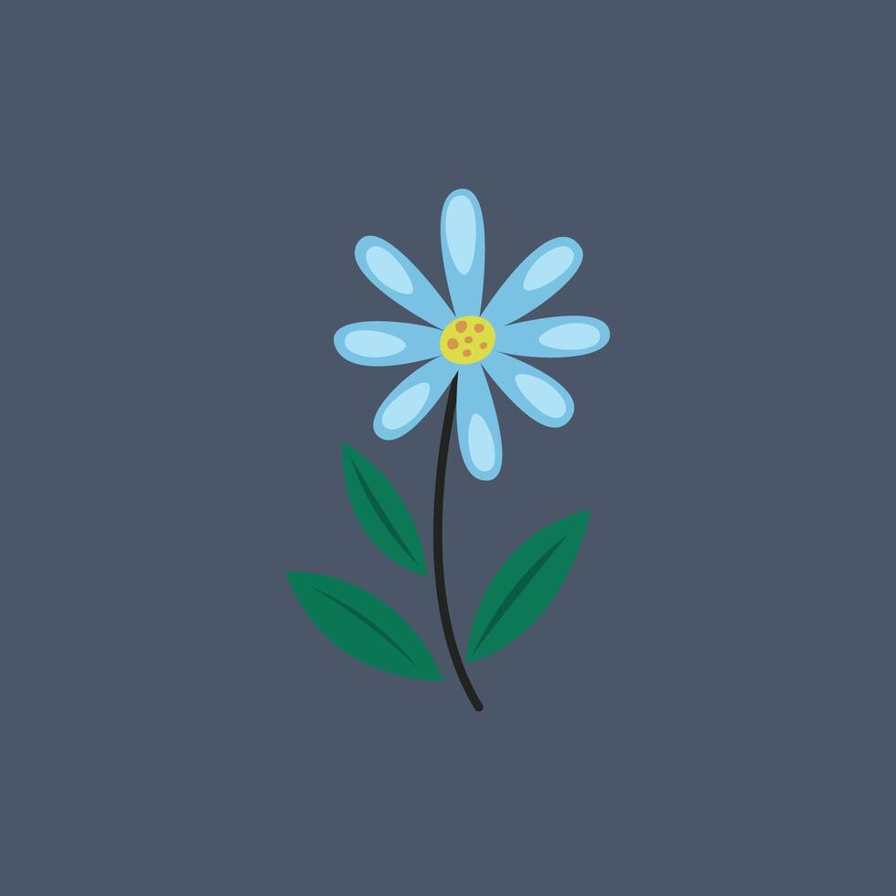 blue flower in flat design vector