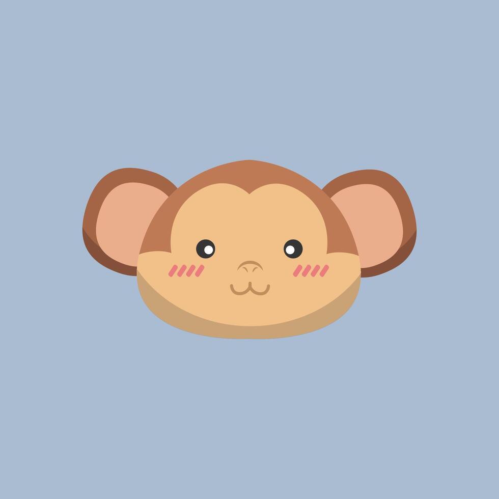 cute monkey head in flat design. vector