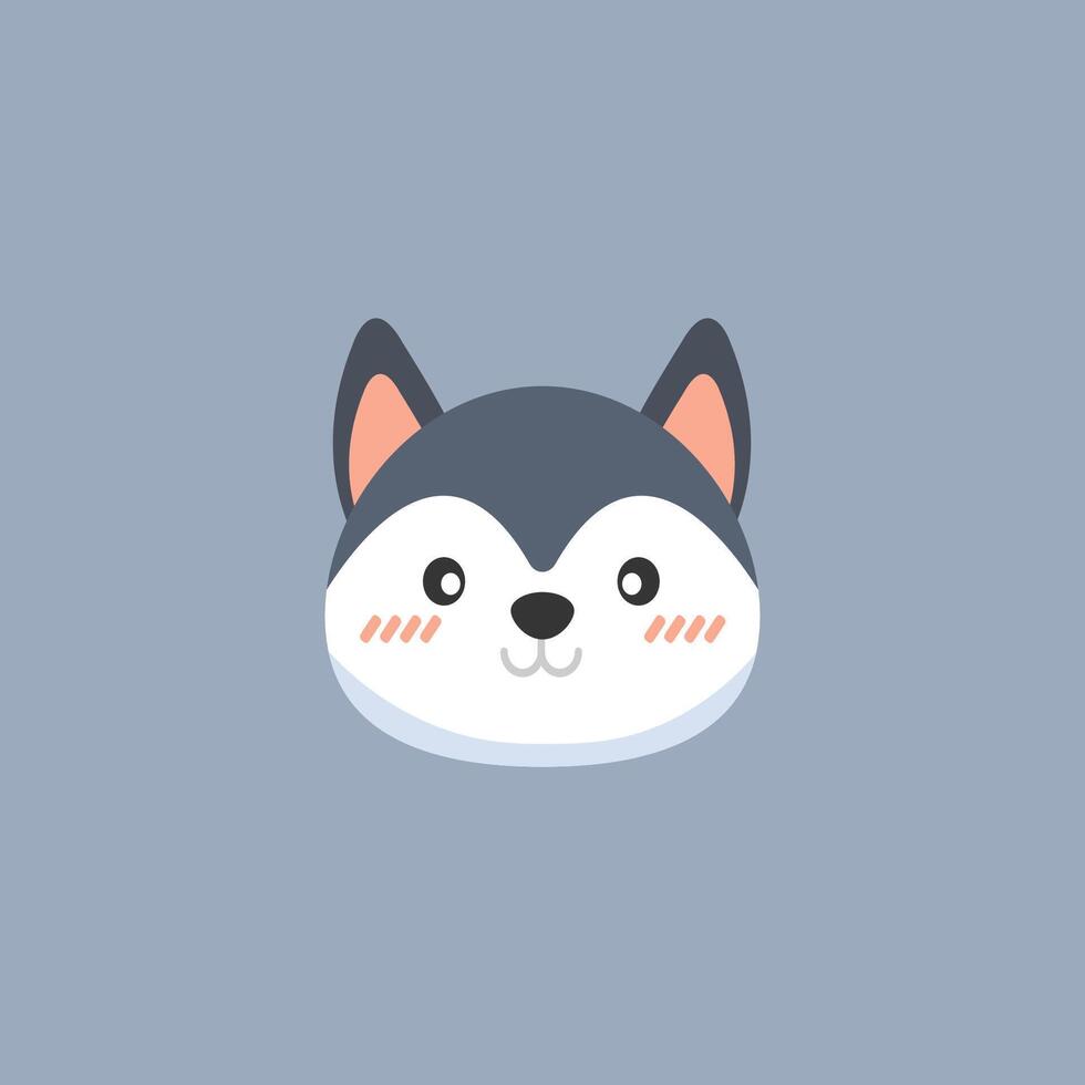 cute wolf head in flat design. vector