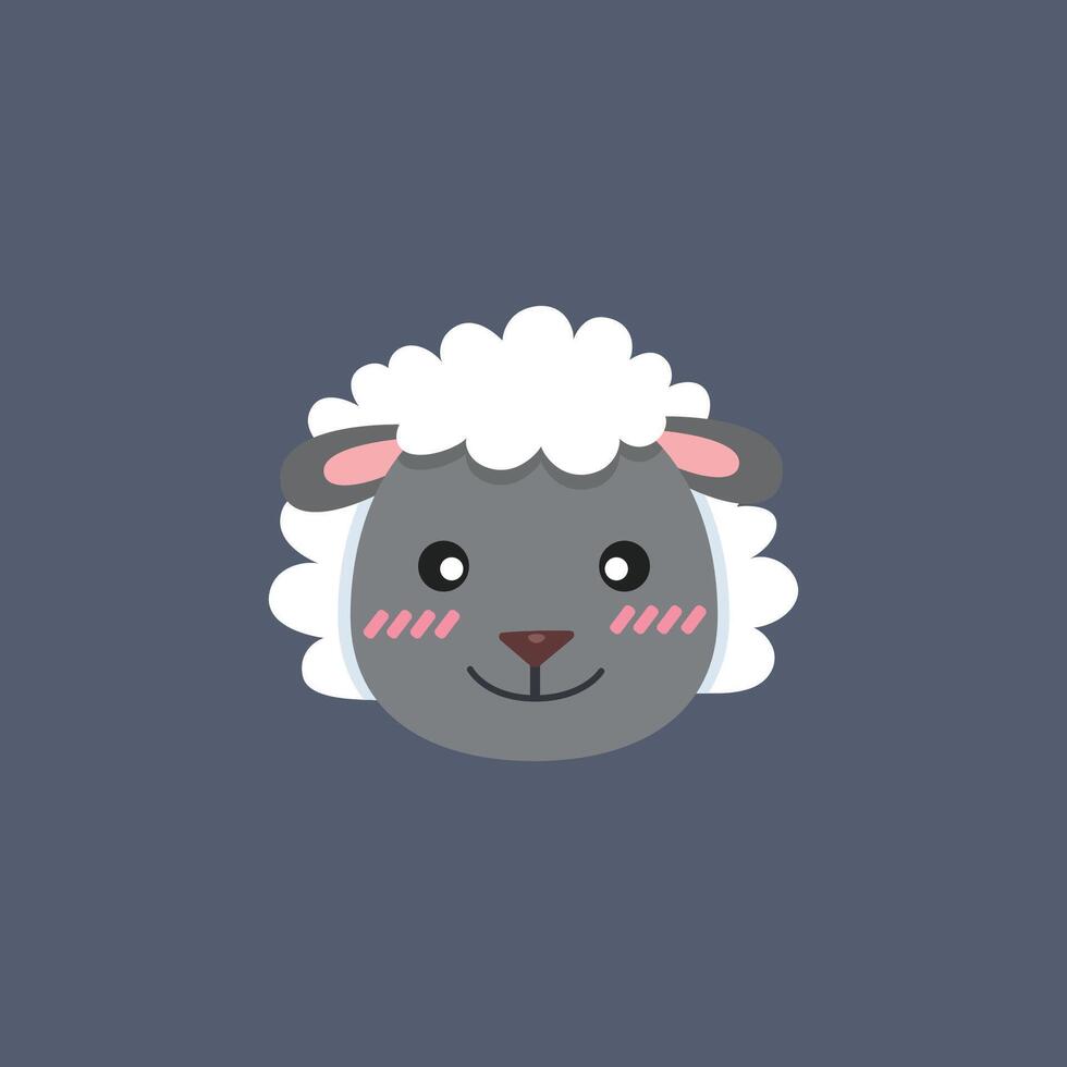 cute sheep head in flat design. vector