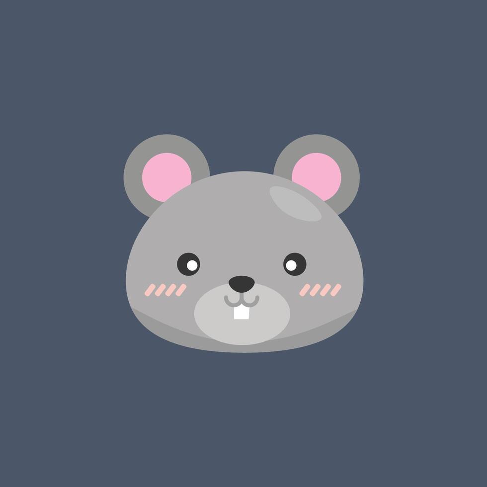 cute mouse head in flat design. vector