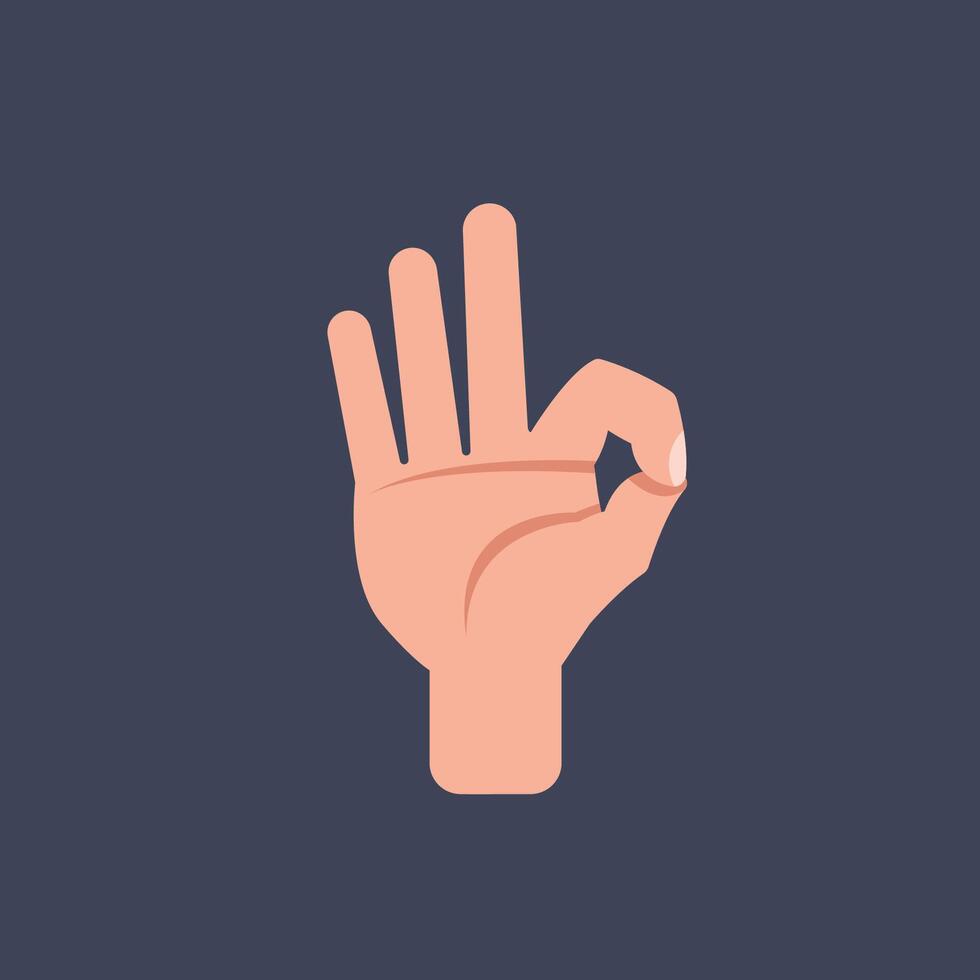 OK hand finger gesture in flat design. vector