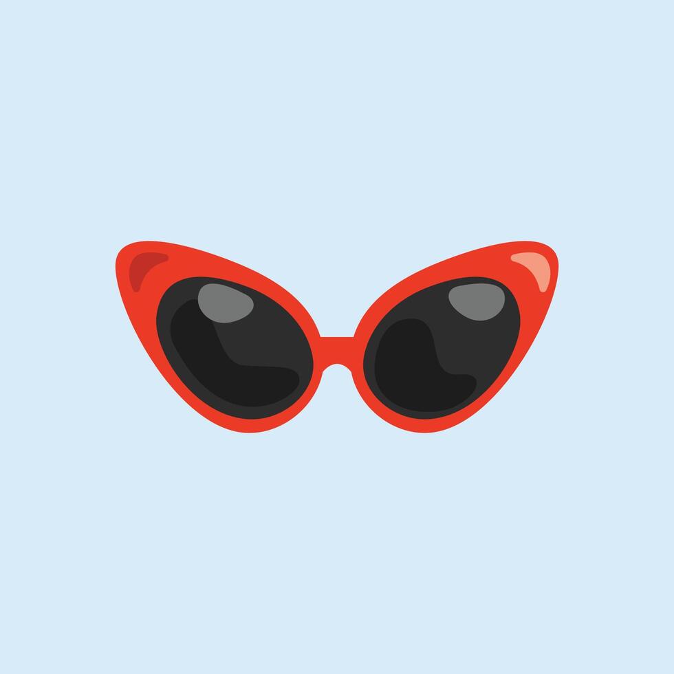red frame sunglasses in flat design. vector