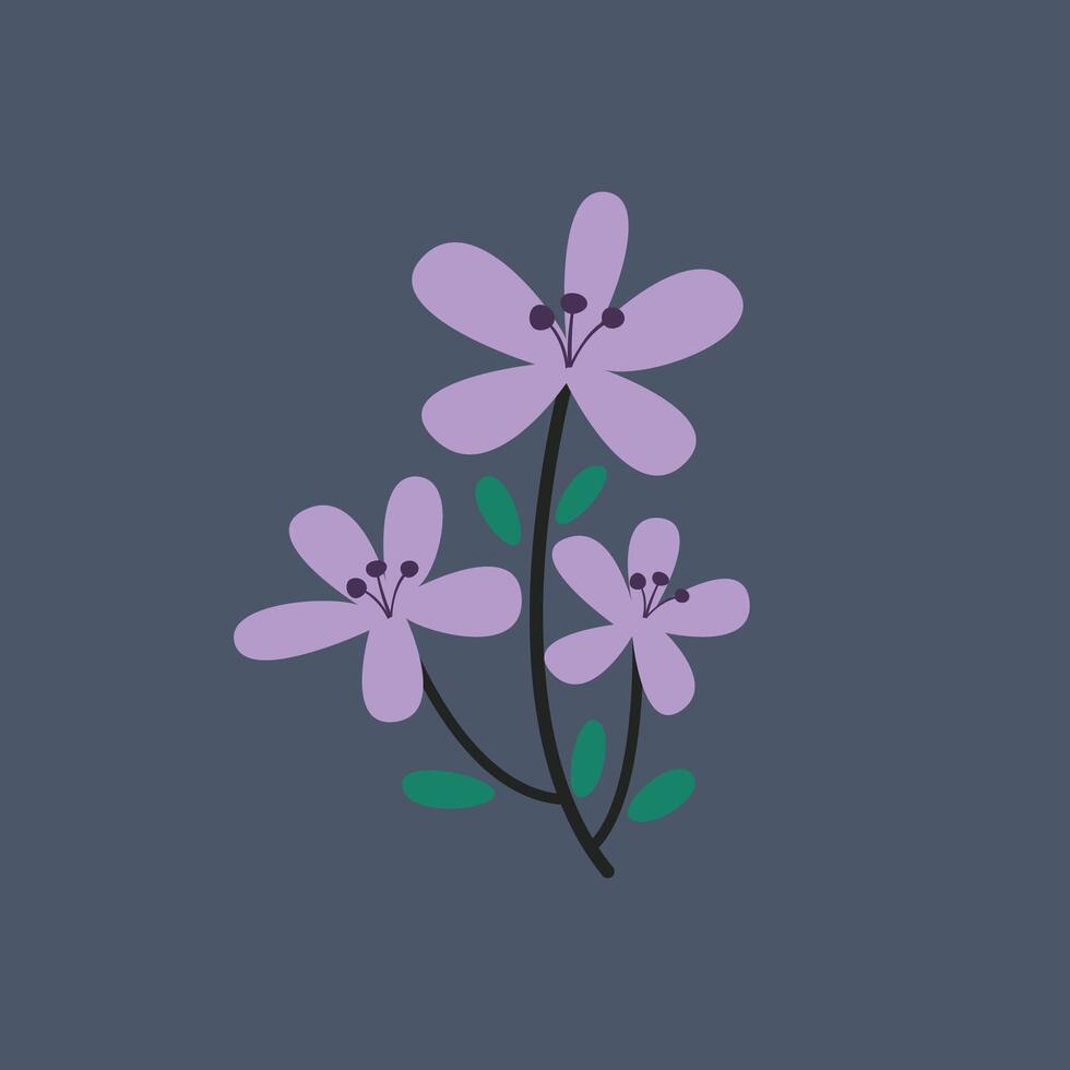 Purple flower in flat design. vector