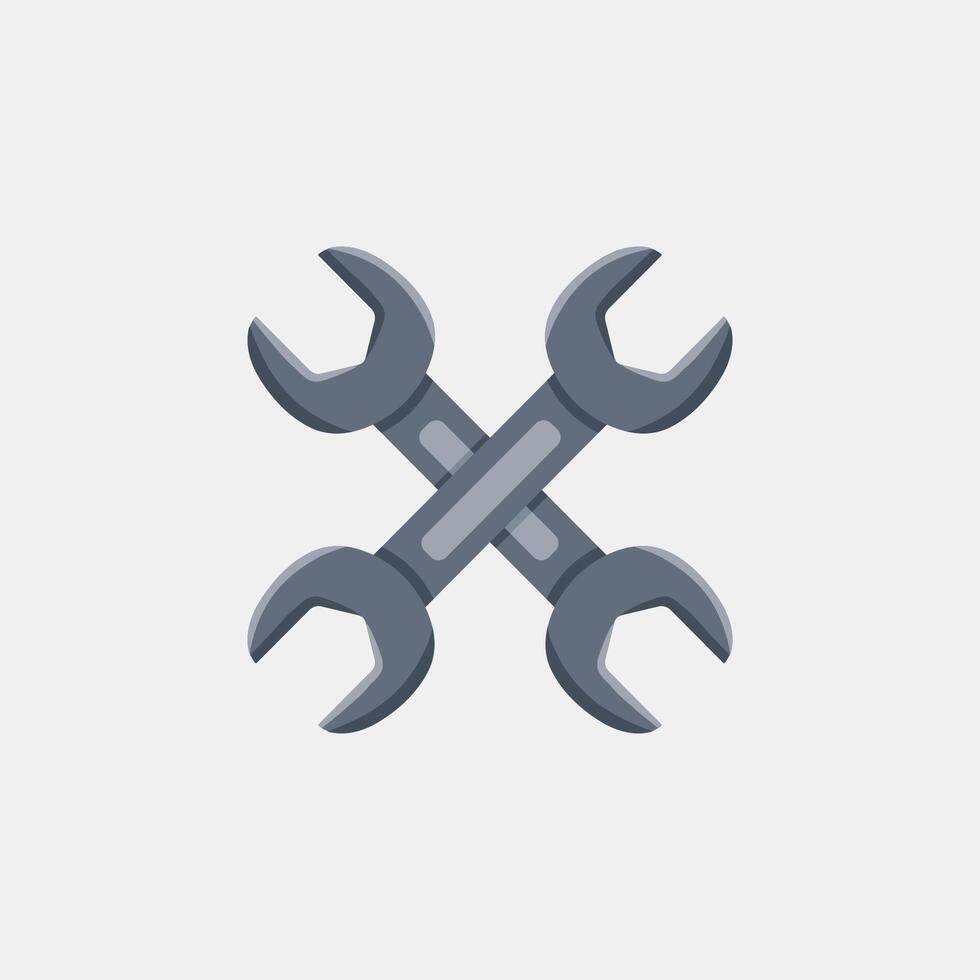 crossed iron wrench in flat design. vector