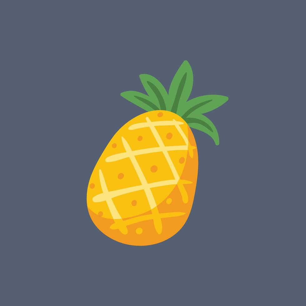 Pineapple fruit in flat design. vector