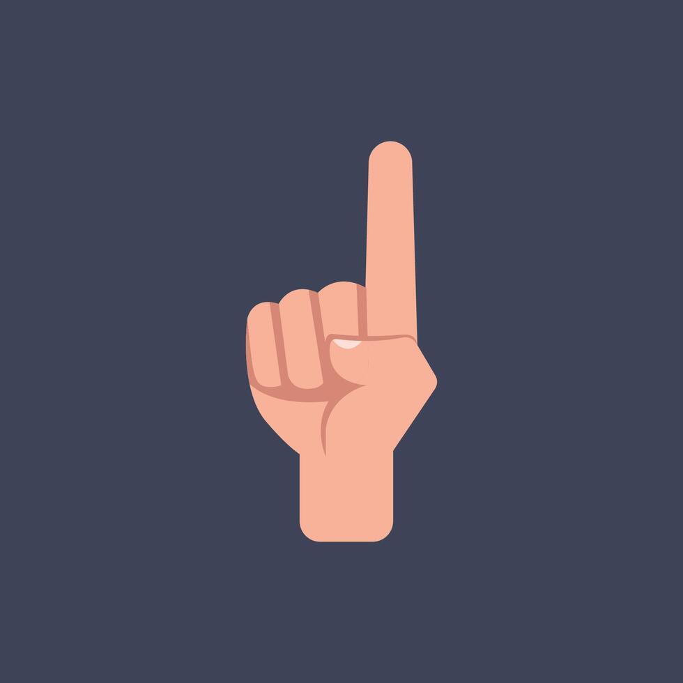 one finger hand gesture sign in flat design. vector