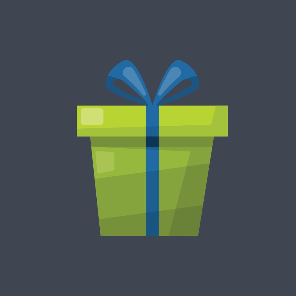 green gift box in flat design. vector