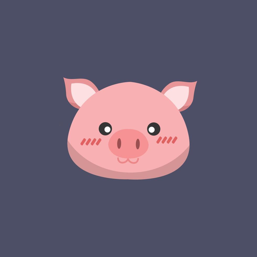 cut pig head in flat design. vector