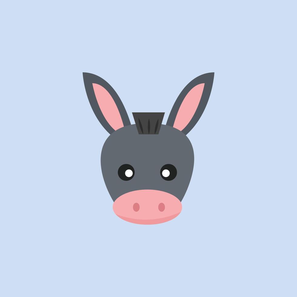 Cute Donkey head in flat design. vector