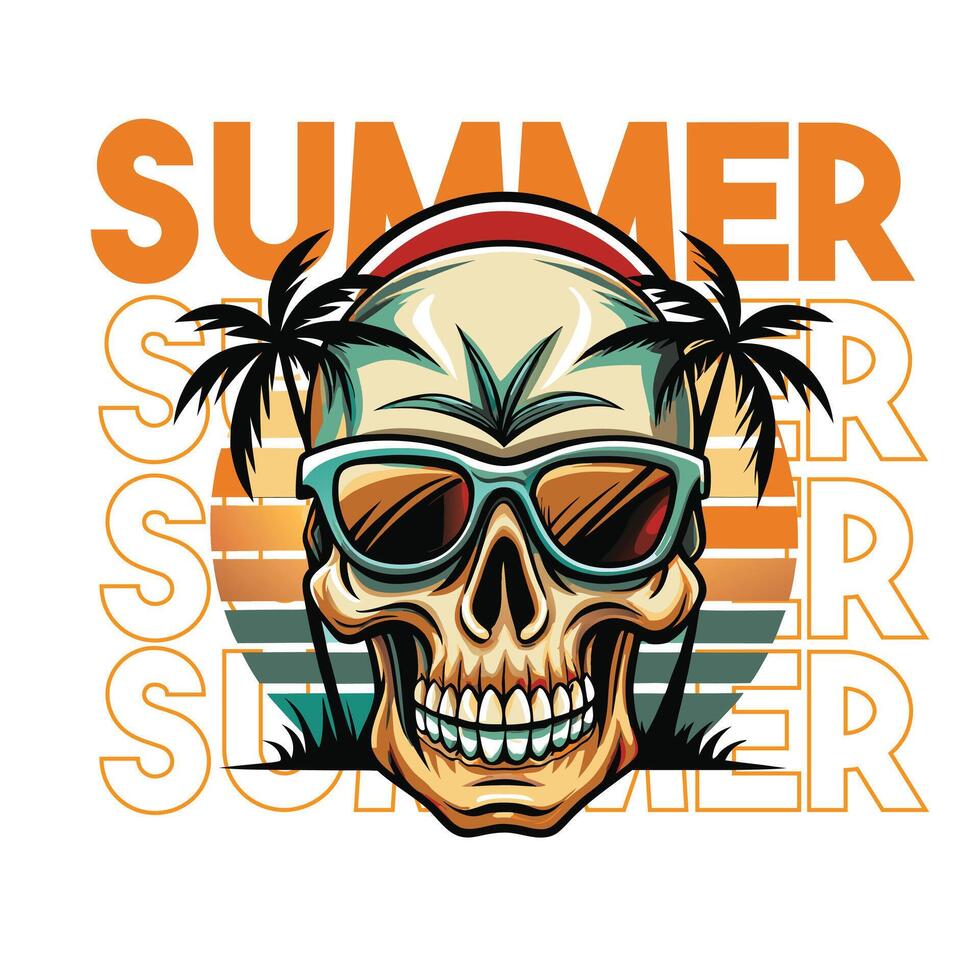 skull summer t shirt design vector