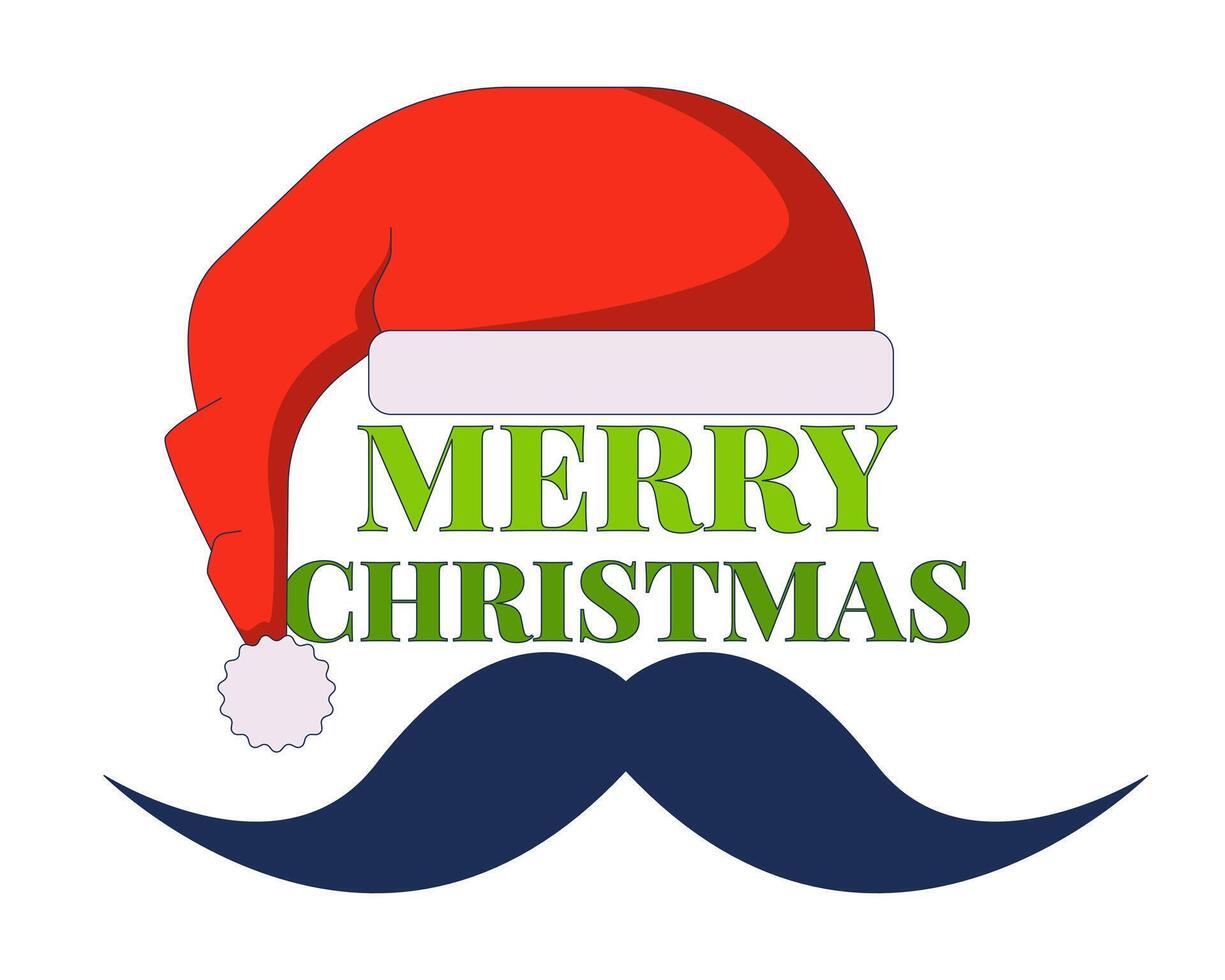 Merry Christmas Santa Claus mustache 2D animation. Father funky funny Xmas Santa hat 4K motion graphic. Santaclaus dad moustache animated postcard cartoon flat concept, white background vector