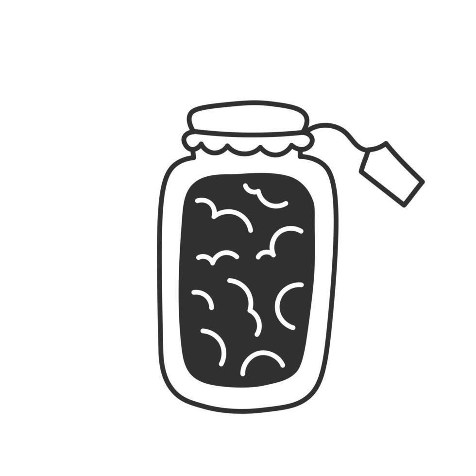 Glass Jar with Jam and Label Doodle Icon vector