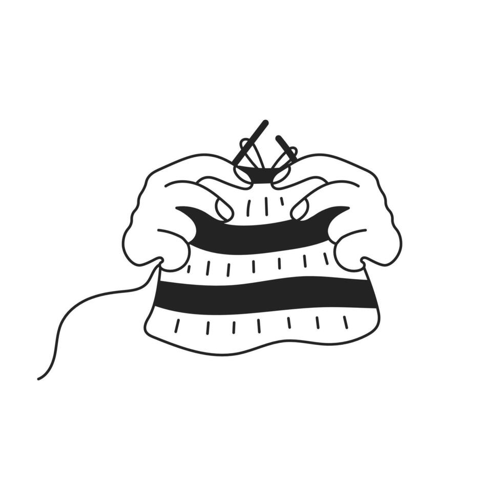 Hands with Knitting Doodle Icon vector