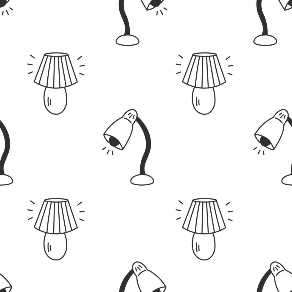 Table Lamp Doodle Seamless Pattern vector