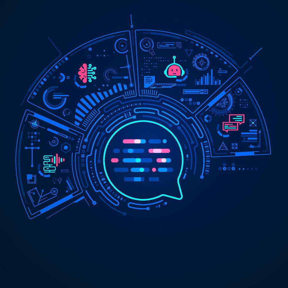 concept of chatbot technology, graphic of ai artificial intelligence chat interface vector