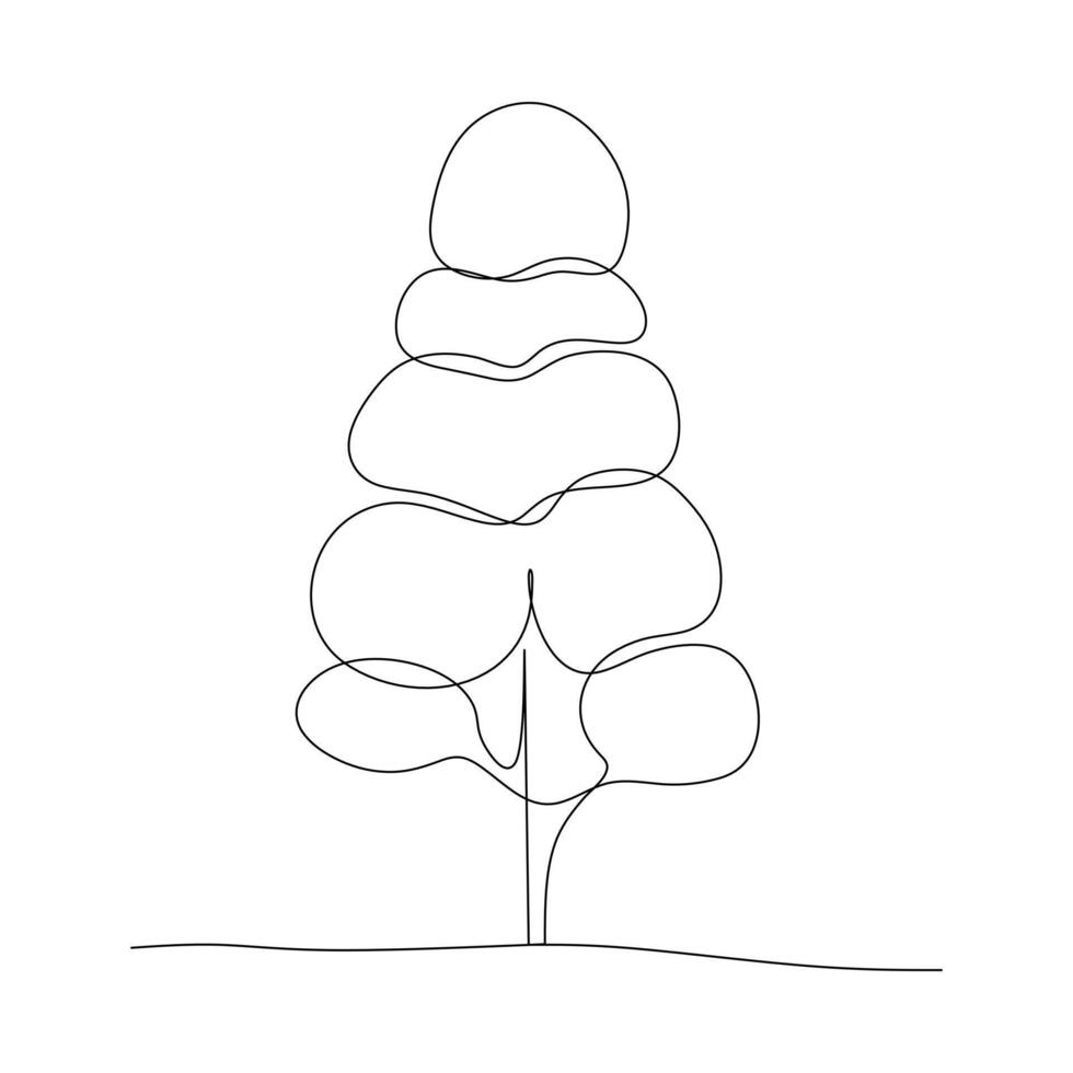 Continuous line drawing of a tree. minimalist and abstract nature art. vector