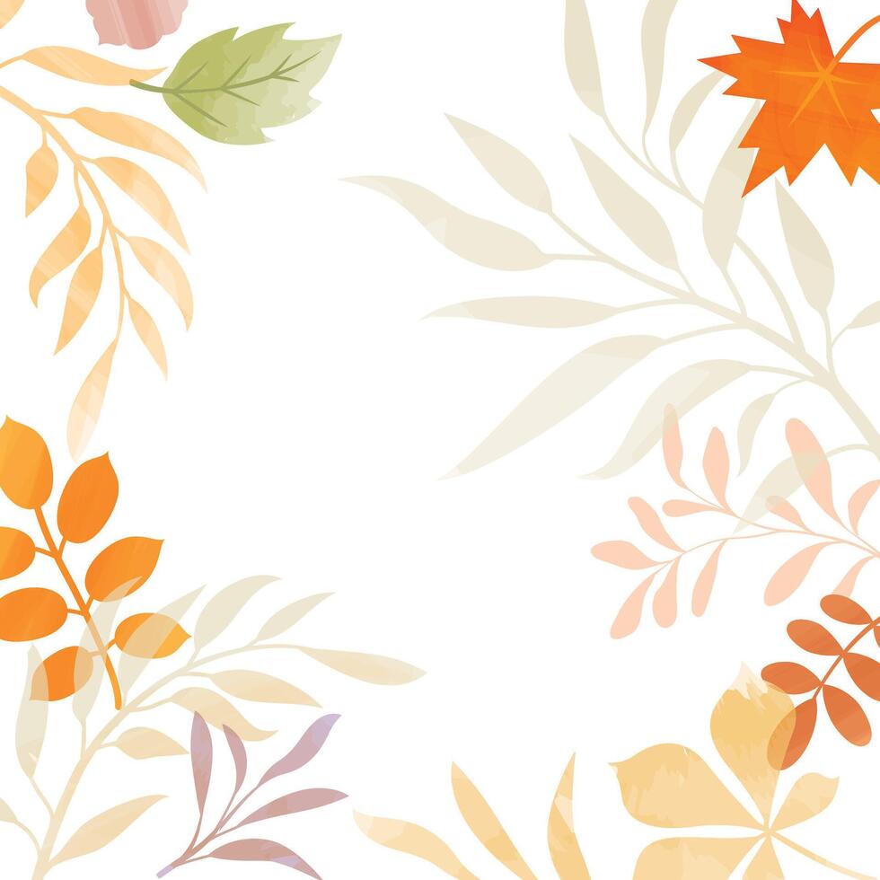 Autumn Fall Background. Floral foliage texture. Flourish leaves decor. Autumnal Nature. Watercolor Drawing for your design vector