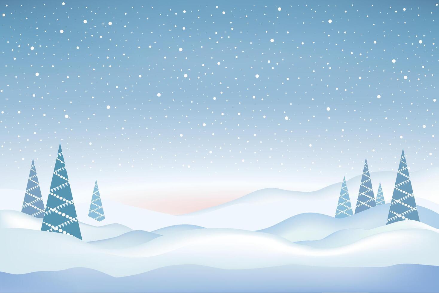Winter holiday landscape. Natural Winter Christmas background with sky, heavy snowfall, snowflakes, snowdrifts. vector