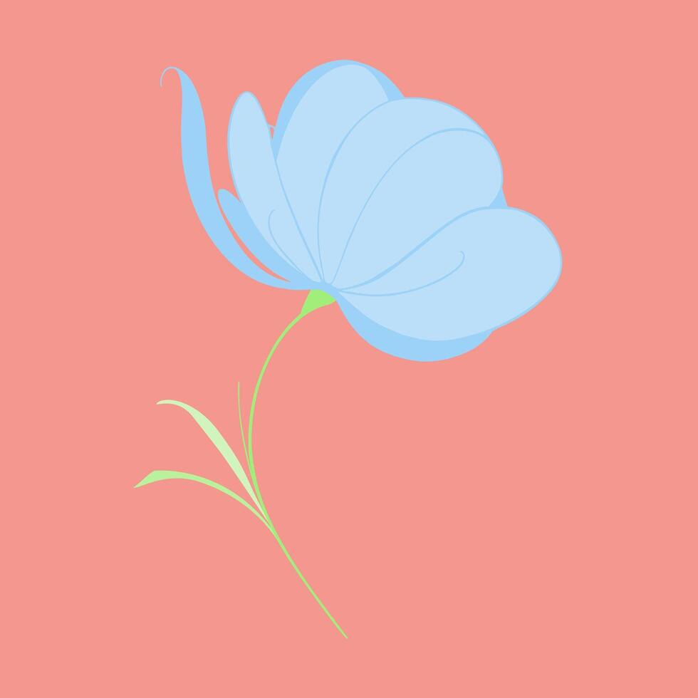 Blue Flower on Pink Background. An illustration of a single blue flower with a pink background. vector