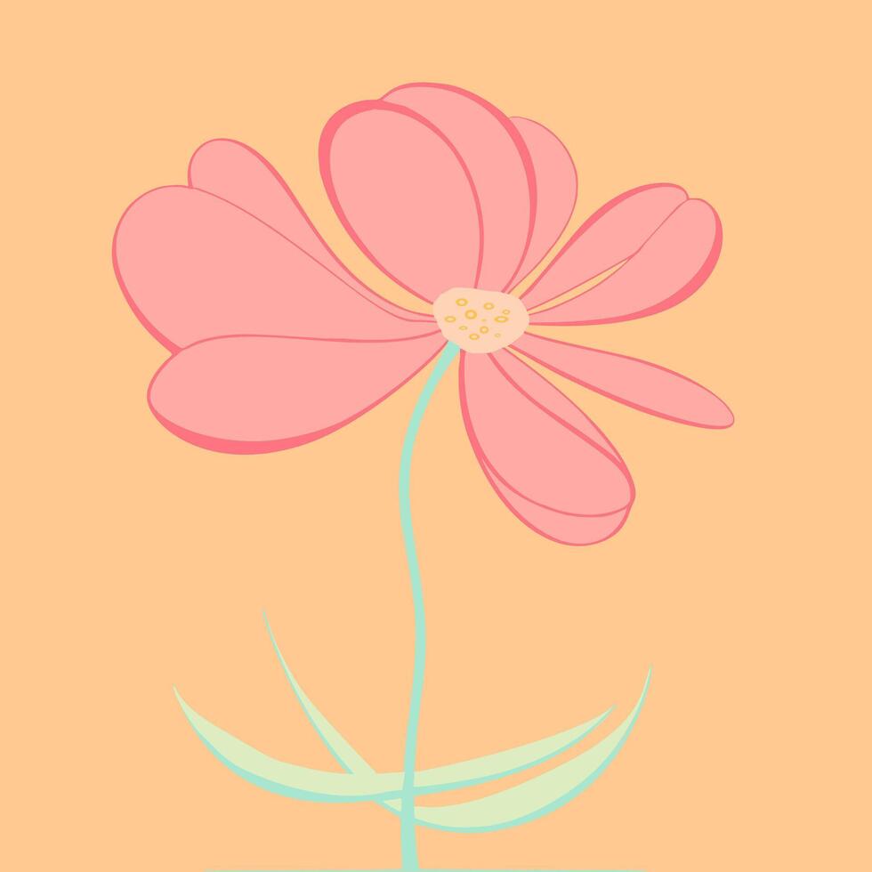 Pink Flower Illustration. A simple illustration of a pink flower with a pastel background. vector