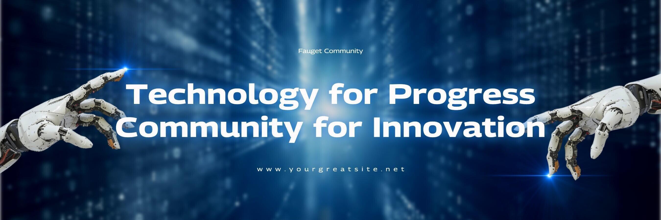 Pink blue neon robotic tech community twitter header template