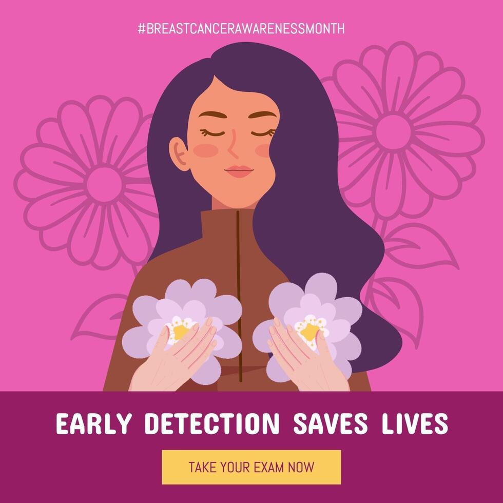Illustrated Breast Cancer Campaign Instagram Post template