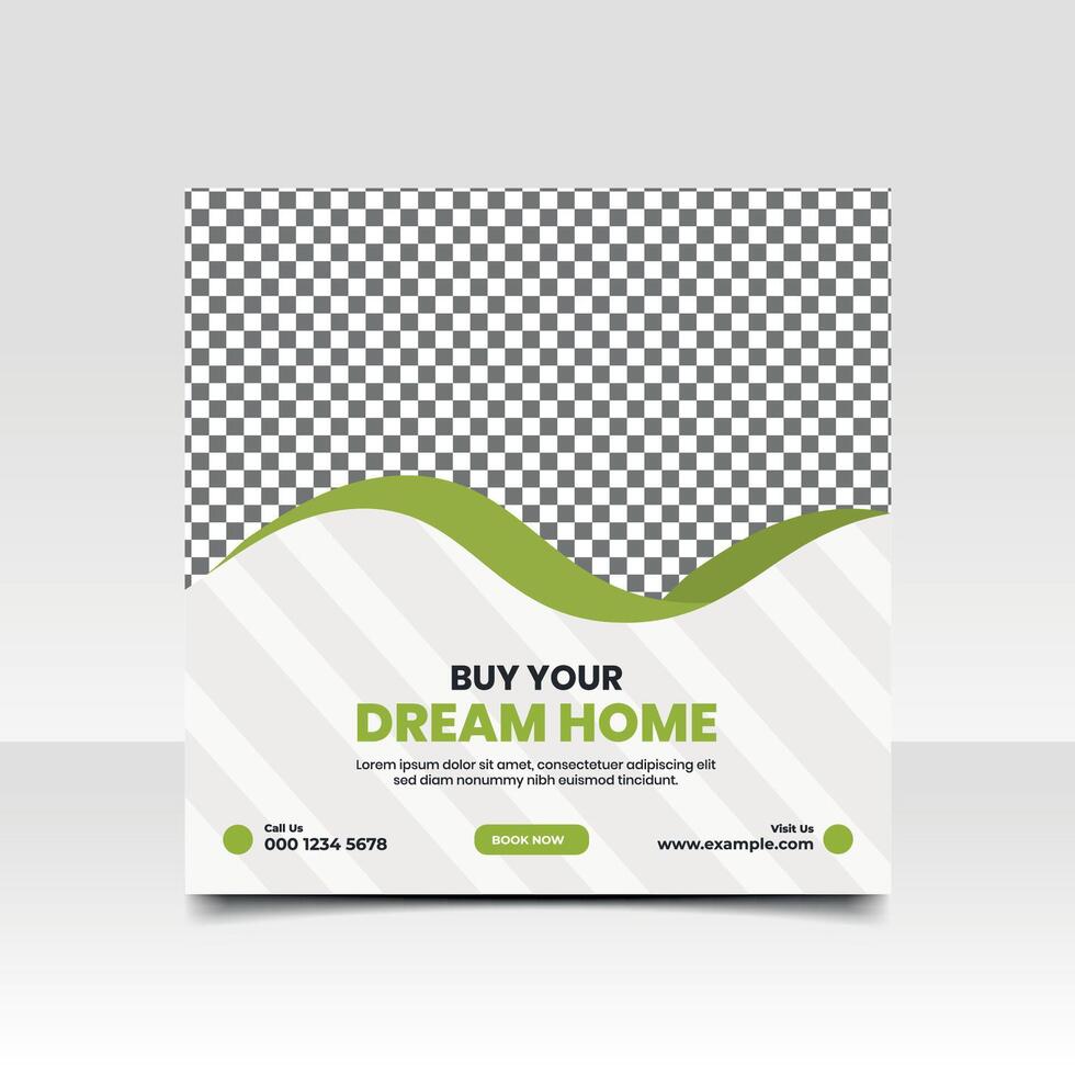 Modern Real Estate Social Media Post Template Minimalist Design,Suitable for social media post and web internet ads. and web internet ads. vector