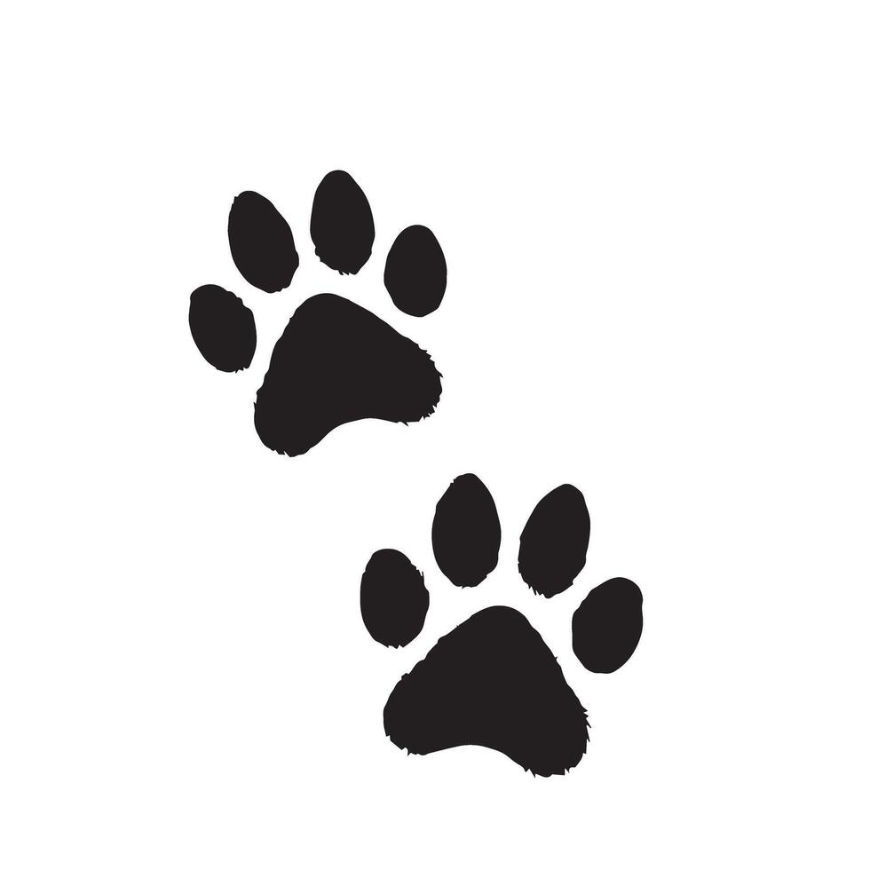 A black and white drawing of two dog paw prints vector