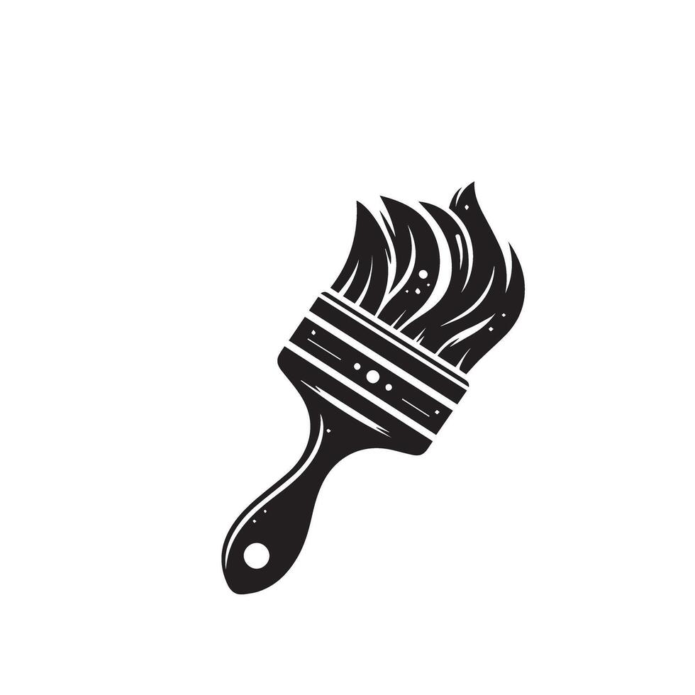 A black and white logo of a paintbrush vector