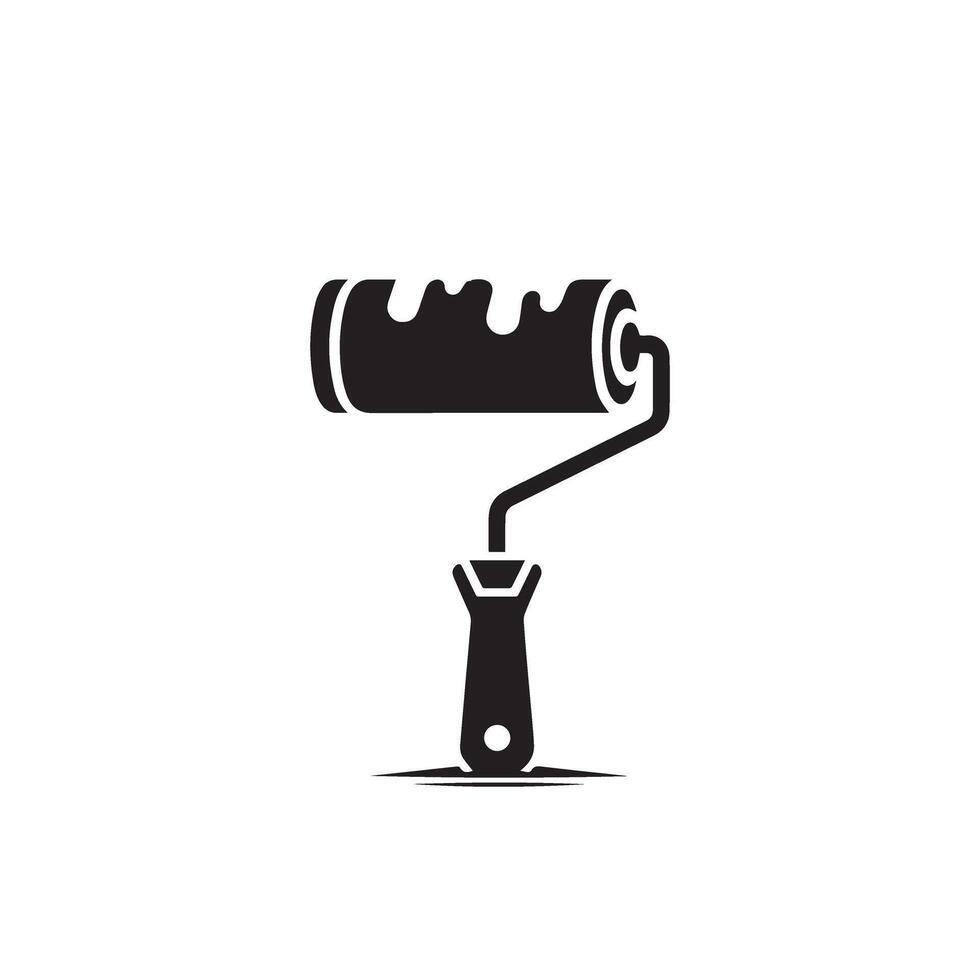 A black and white image of a paint roller vector
