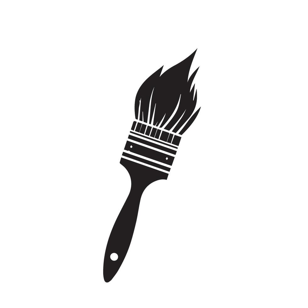 A black and white brush with a flame on it vector