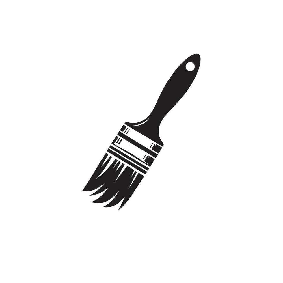 A black and white paint brush icon on a white background vector