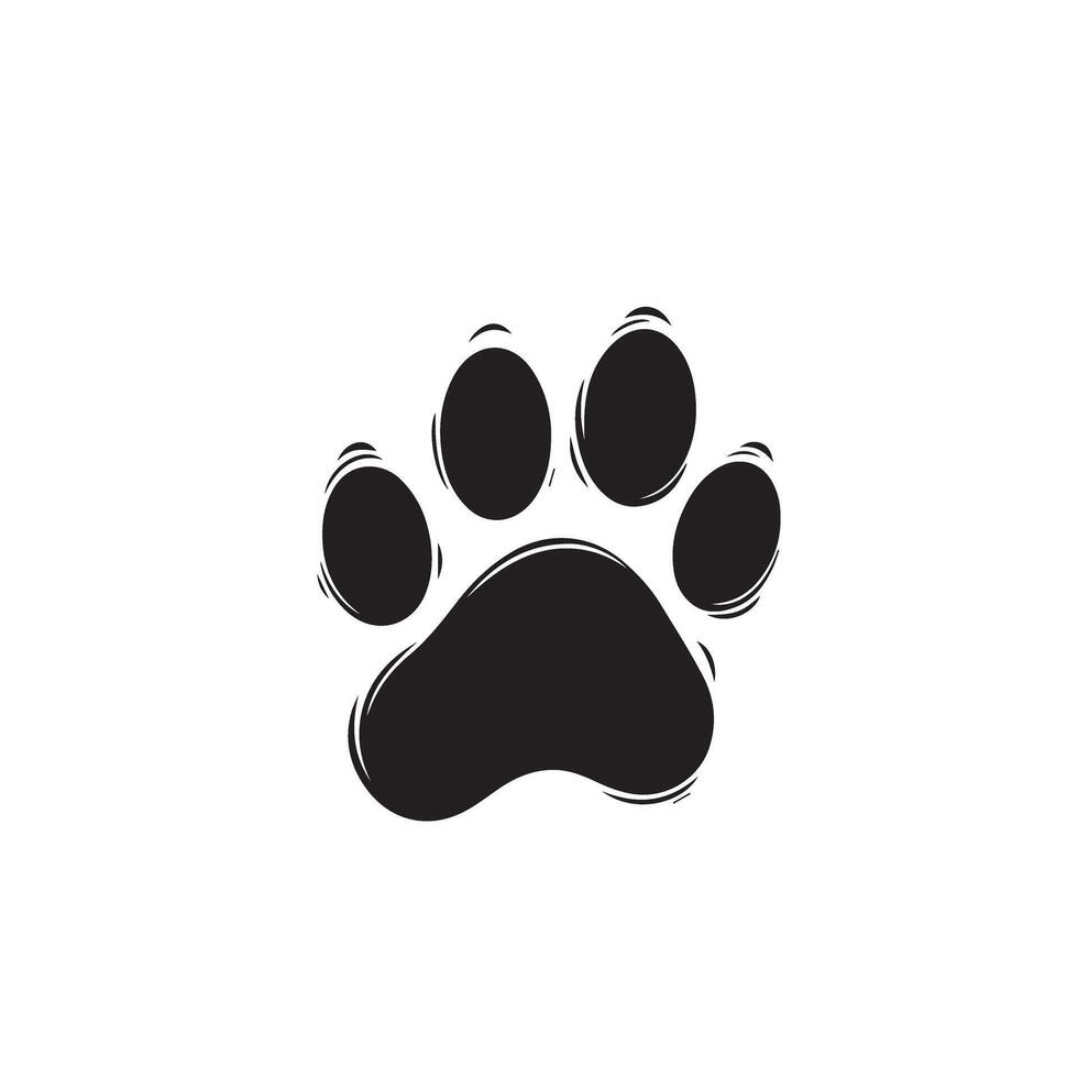 A black and white paw print on a white background vector