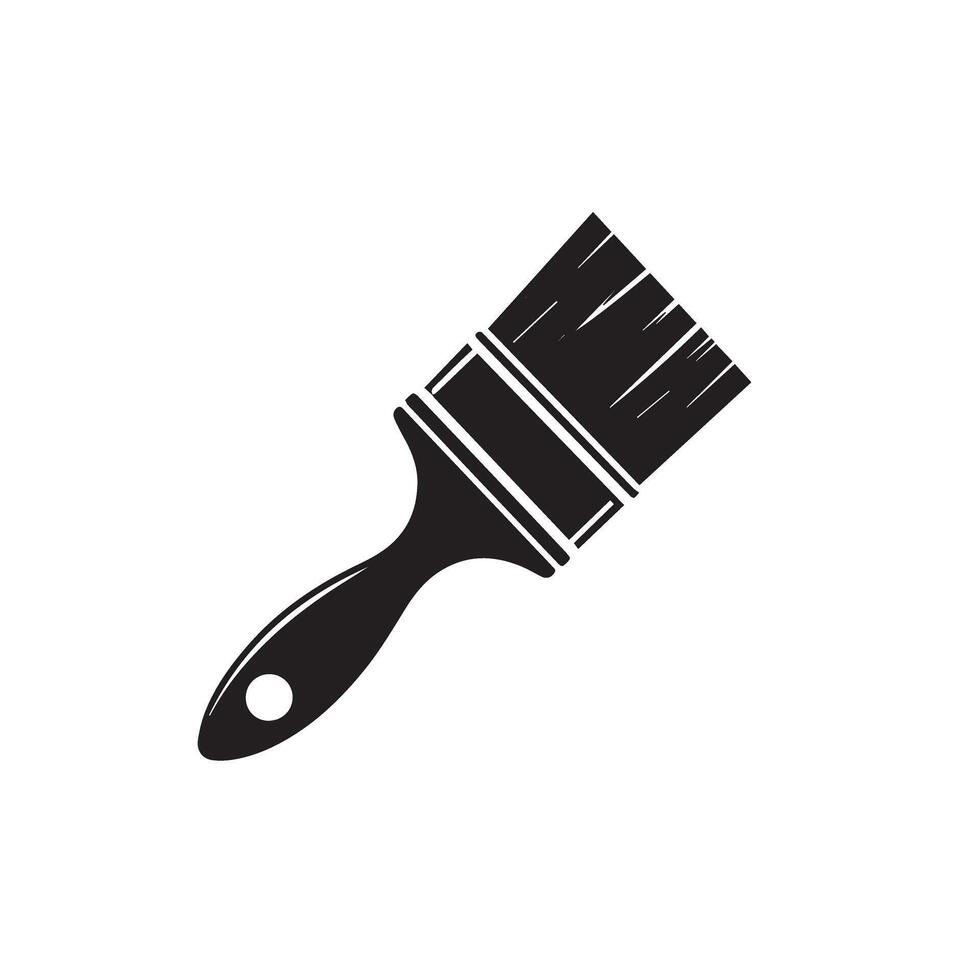 A black and white paint brush icon on a white background vector