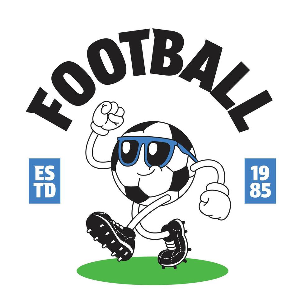 Happy Football Mascot Character in Retro Style vector