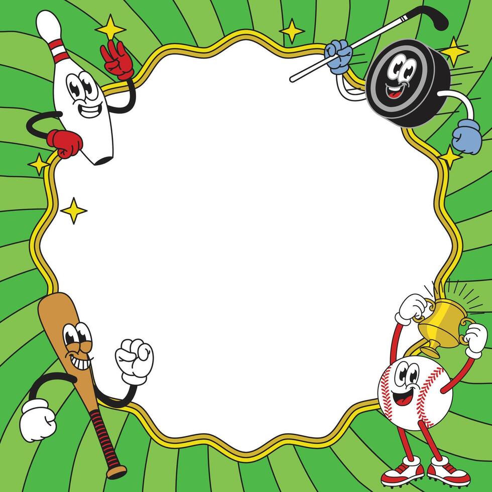 Frame Background Design with Character in Retro Style vector