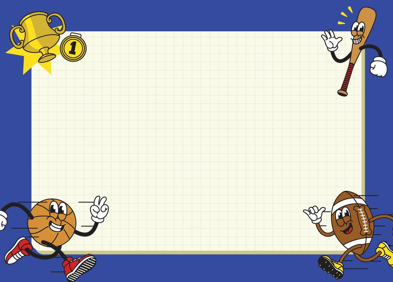 Retro Frame Background with Sport Character vector