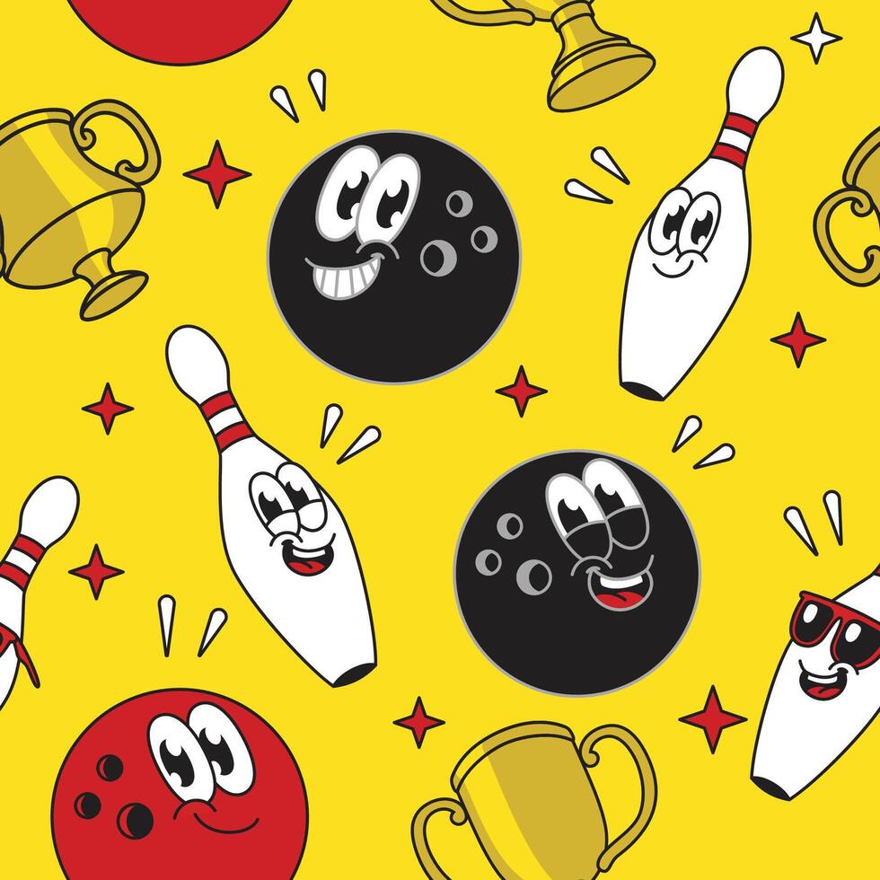 Seamless Pattern of Bowling Mascot Character vector