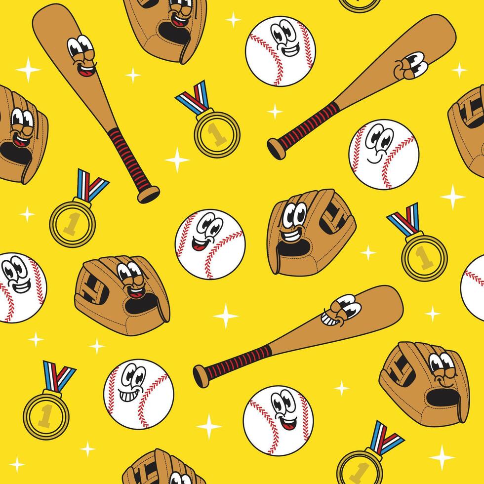 Seamless Pattern of Baseball Mascot Character Illustration vector