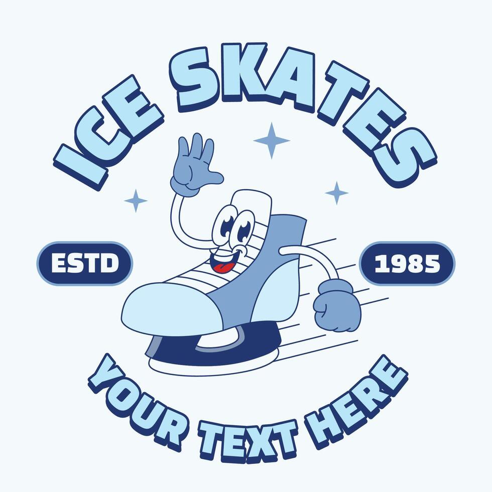 Ice Skates Shoe Character Shirt Design vector