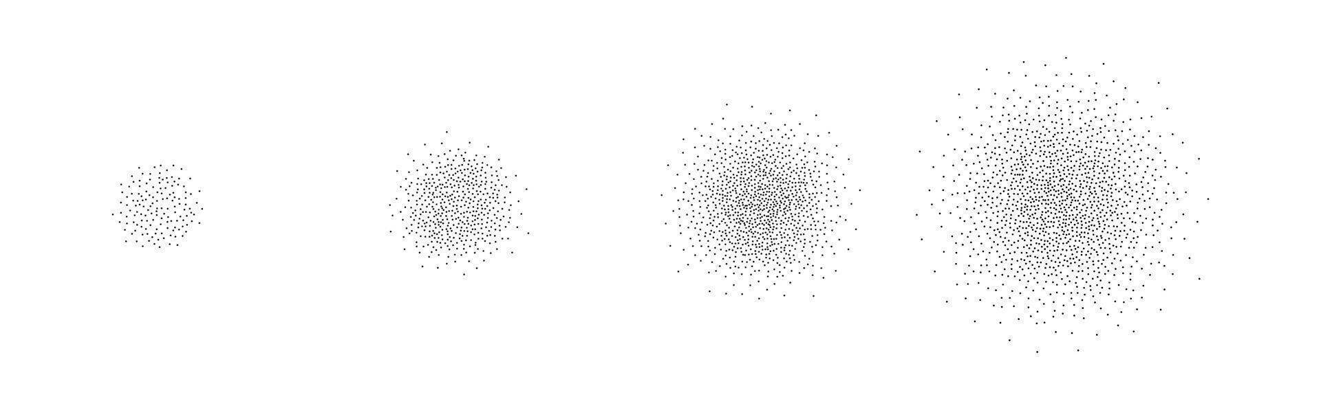 Set of stippling round shapes. dotted circles vector