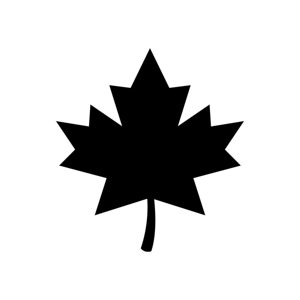 A black and white illustration of a maple leaf vector
