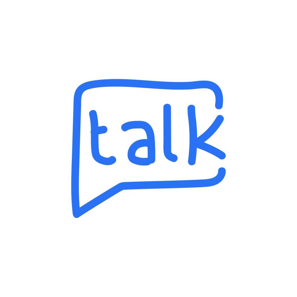 Talk logo with blue lettering on white background vector