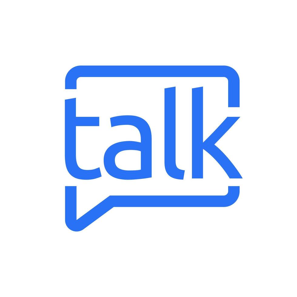 Talk logo with blue and white text vector