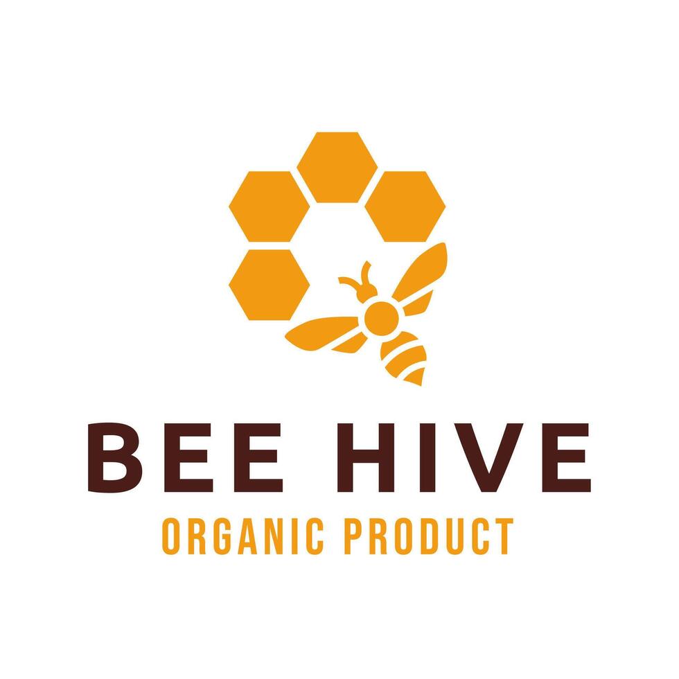 Bee hive organic product logo vector
