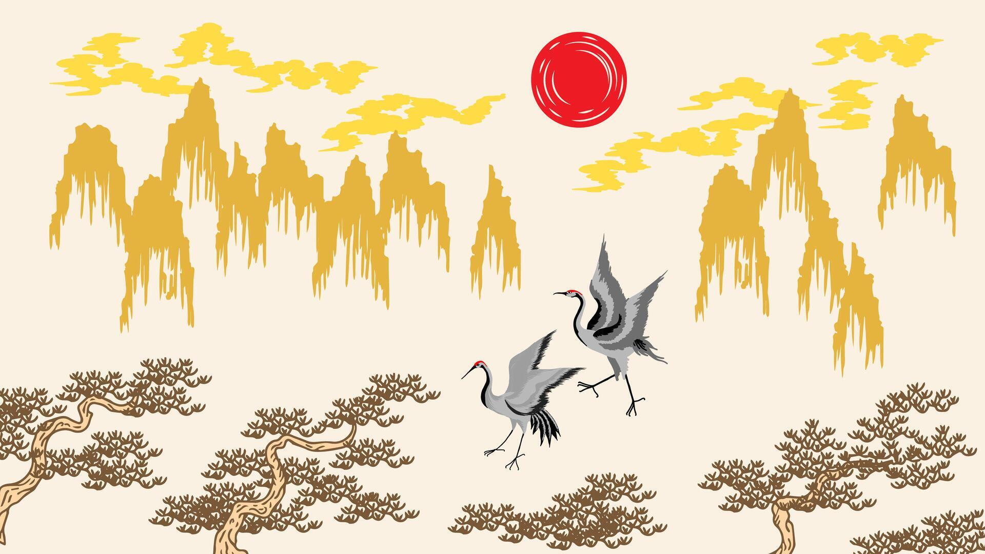 Design asian chinese mountain landscape painting 50529221 vector art at